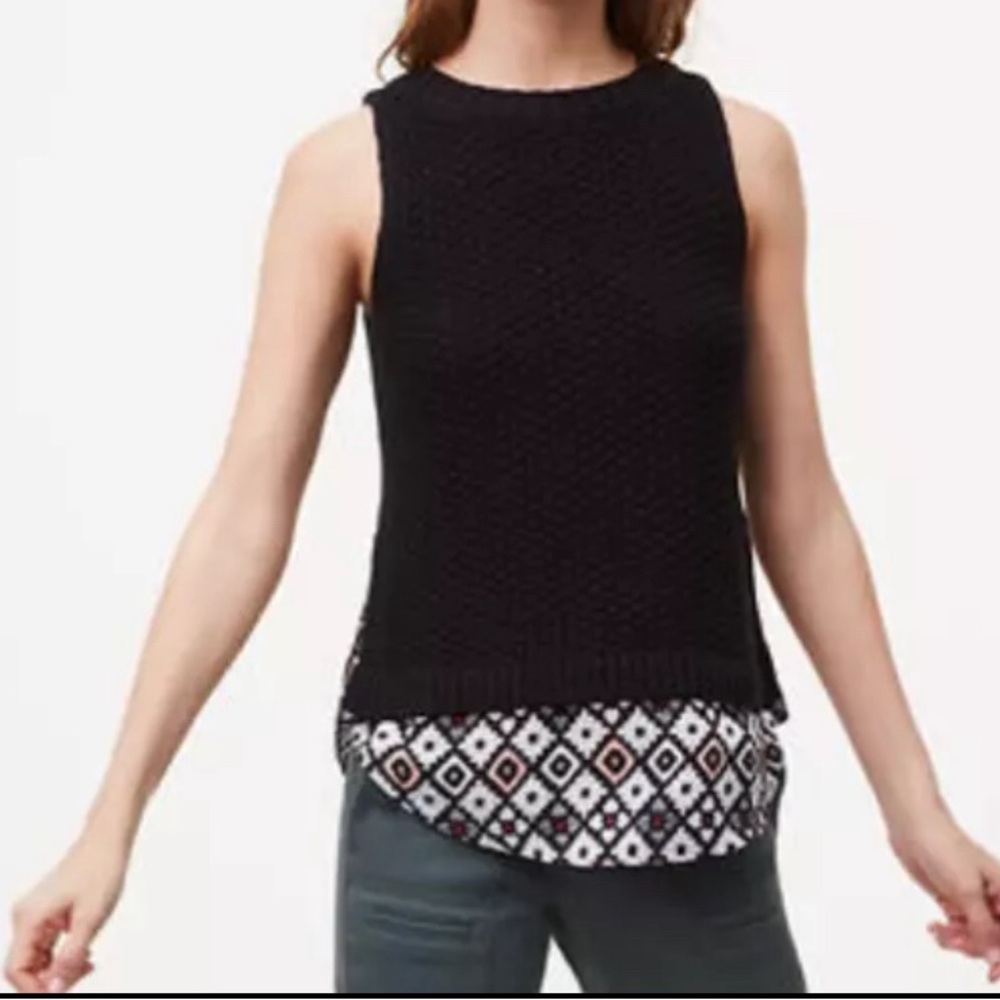 Ann Taylor Loft ~ Patchwork Two In One Sweater Ta… - image 2